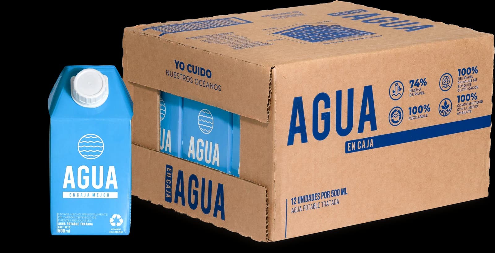 Bandejas de Agua En Caja listas para despacho
