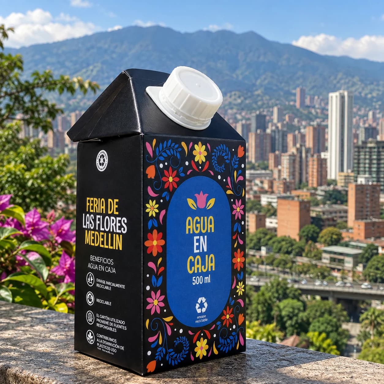 Edición de Agua En Caja para la Feria de las Flores de Medellín