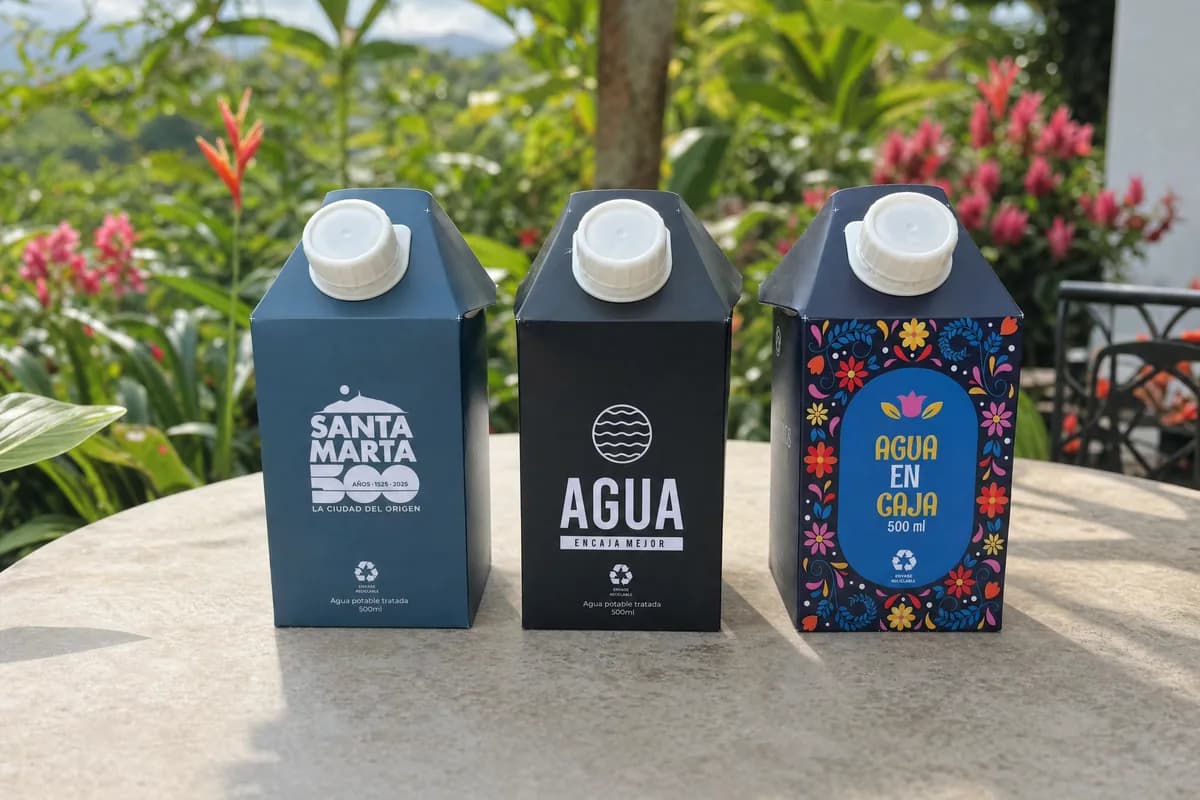 Tres ediciones especiales de Agua En Caja juntas